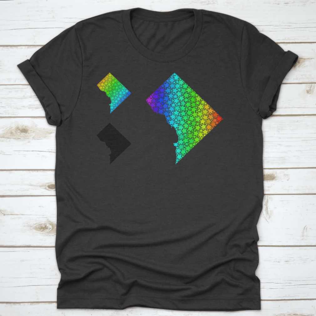A vibrant rainbow gradient star map of District Columbia, showcasing colorful artistic representation.