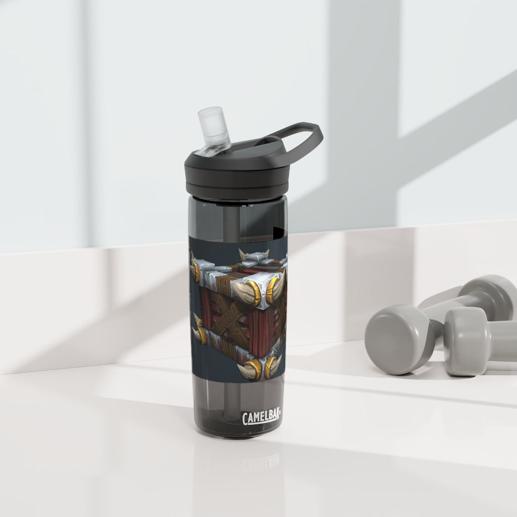 Raptor Crate CamelBak Eddy® Water Bottle in 20oz and 25oz sizes, showcasing its durable Tritan™ material and spill-proof design.