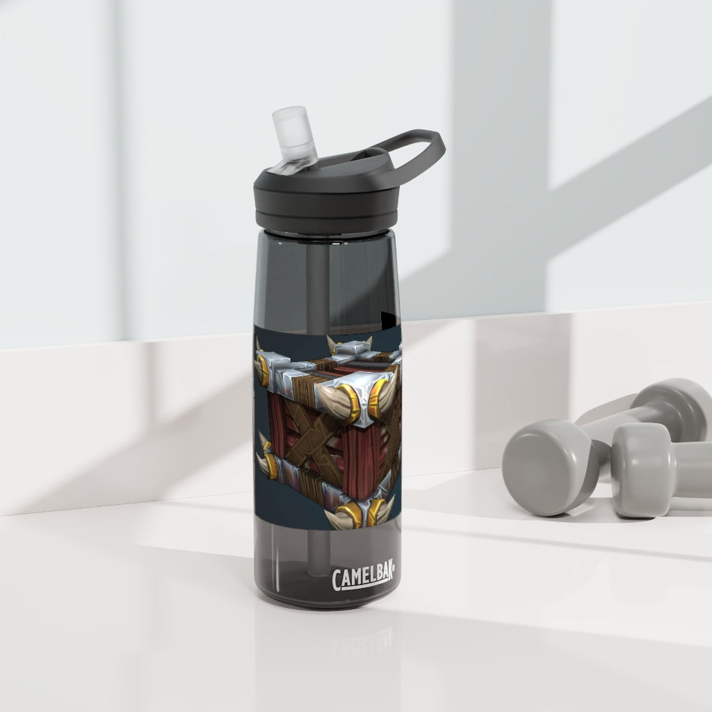 Raptor Crate CamelBak Eddy® Water Bottle in 20oz and 25oz sizes, showcasing its durable Tritan™ material and spill-proof design.