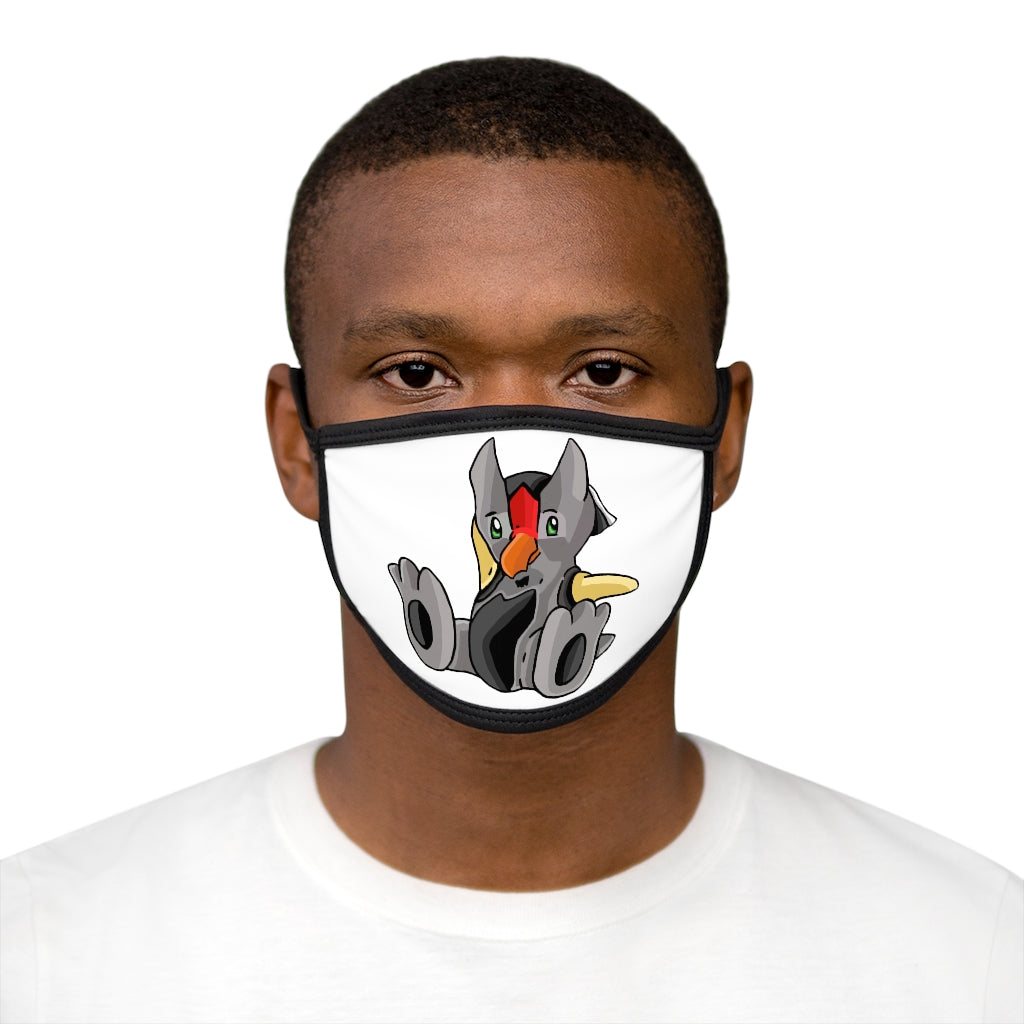 Raylow Mixed-Fabric Face Mask featuring a black outer edge and earloops, made of polyester and cotton for comfort and style.