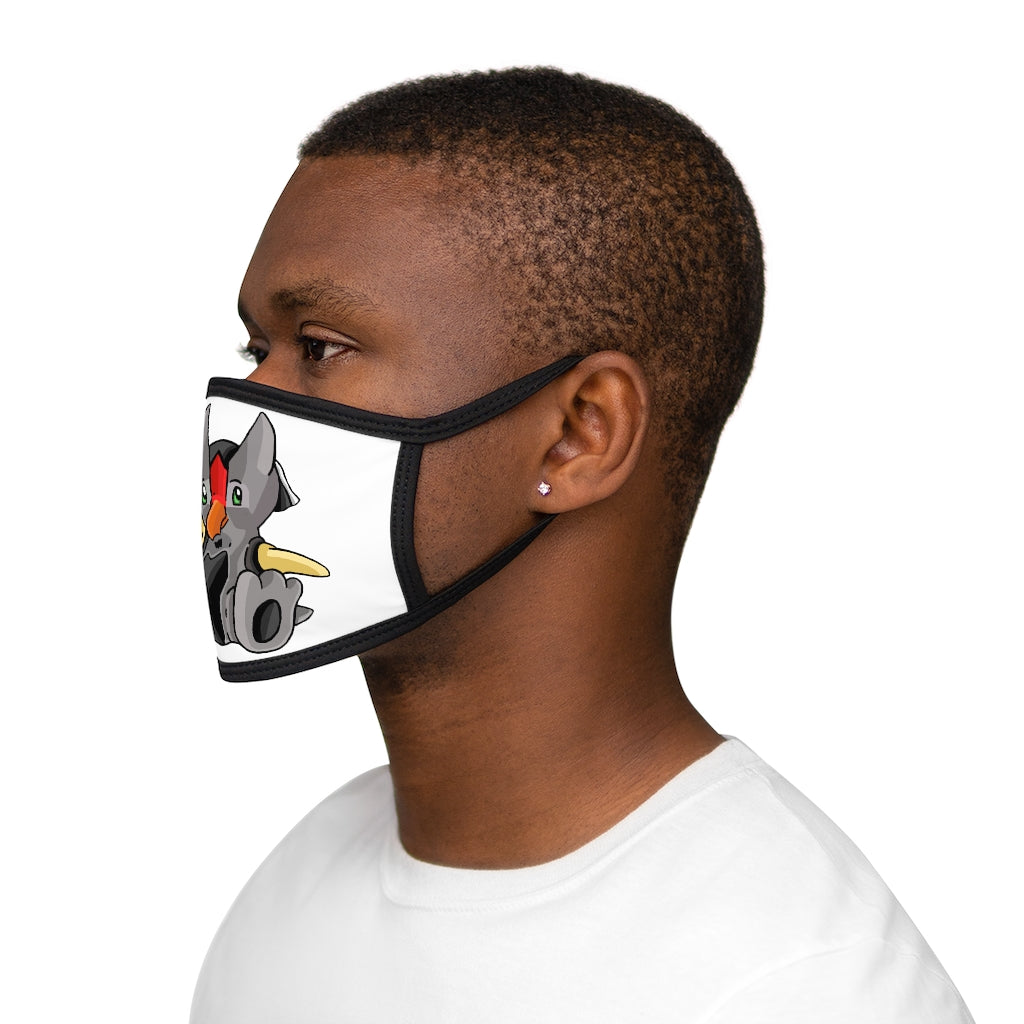 Raylow Mixed-Fabric Face Mask featuring a black outer edge and earloops, made of polyester and cotton for comfort and style.
