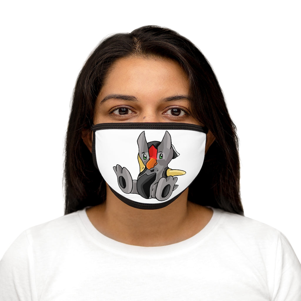 Raylow Mixed-Fabric Face Mask featuring a black outer edge and earloops, made of polyester and cotton for comfort and style.