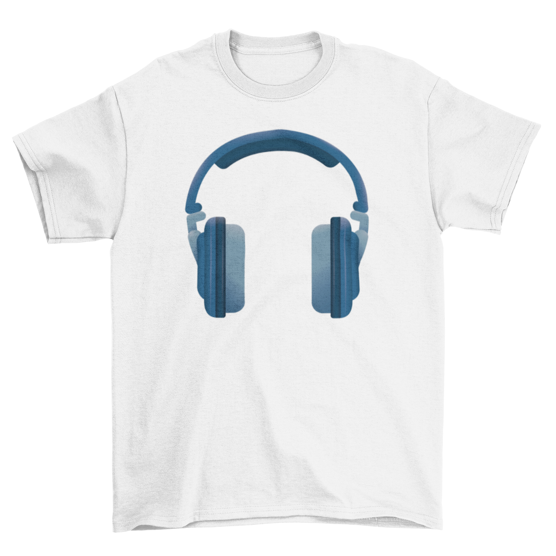 A stylish t-shirt featuring a realistic illustration of headphones, perfect for music lovers.