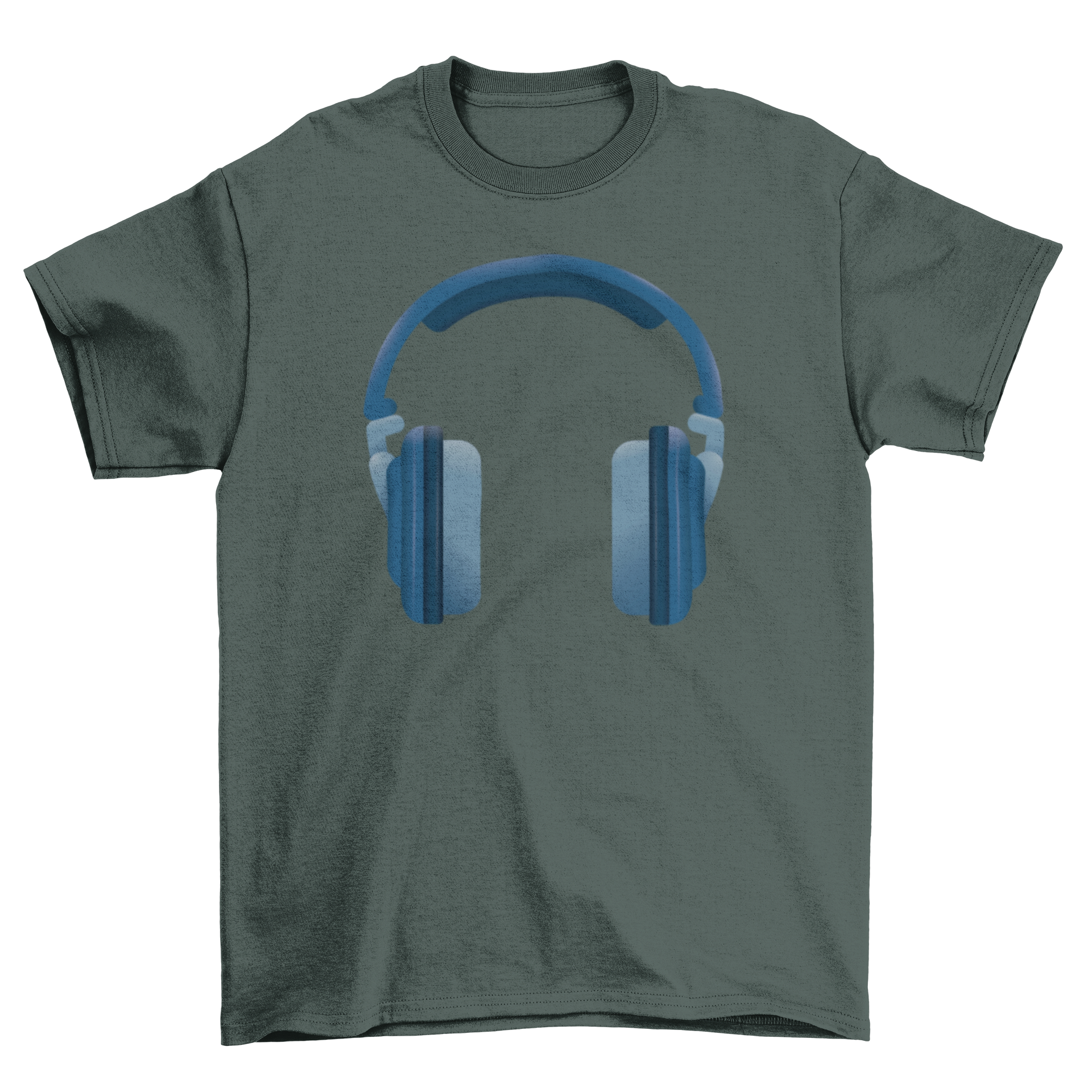 A stylish t-shirt featuring a realistic illustration of headphones, perfect for music lovers.