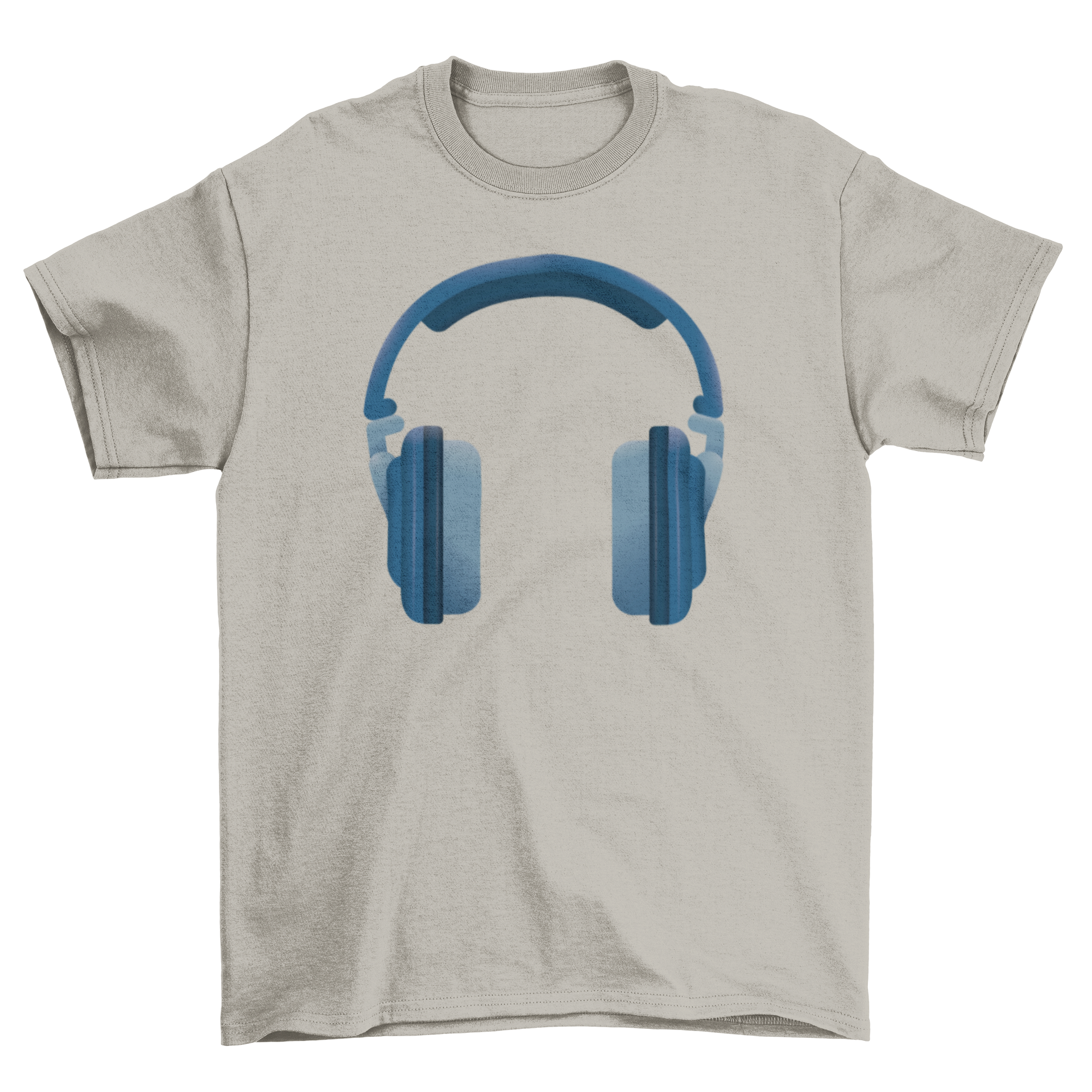 A stylish t-shirt featuring a realistic illustration of headphones, perfect for music lovers.