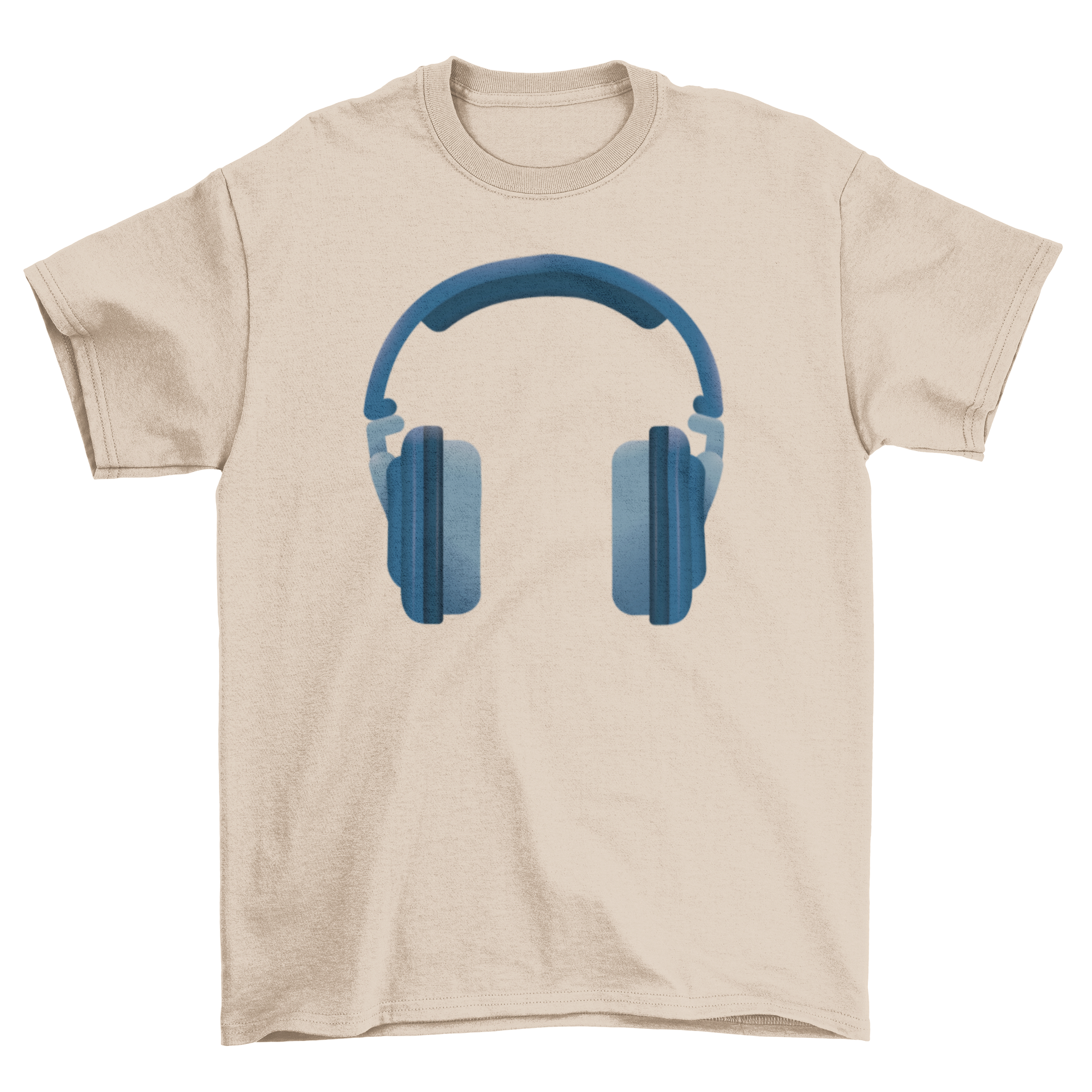 A stylish t-shirt featuring a realistic illustration of headphones, perfect for music lovers.