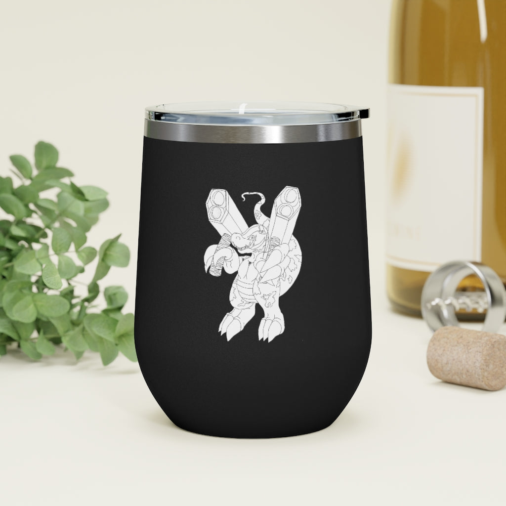 Rector 12oz Insulated Wine Tumbler in stainless steel with a clear lid, showcasing its sleek design and double-wall insulation.