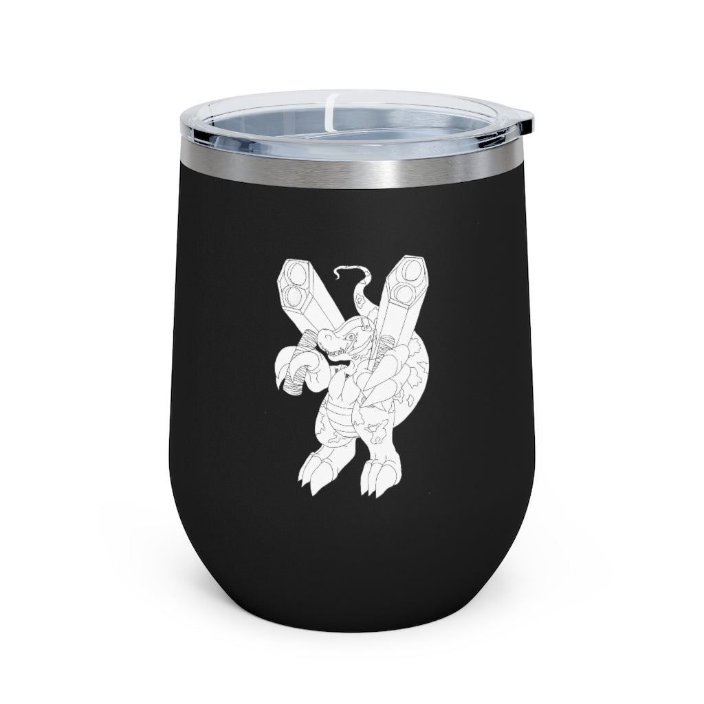 Rector 12oz Insulated Wine Tumbler in stainless steel with a clear lid, showcasing its sleek design and double-wall insulation.