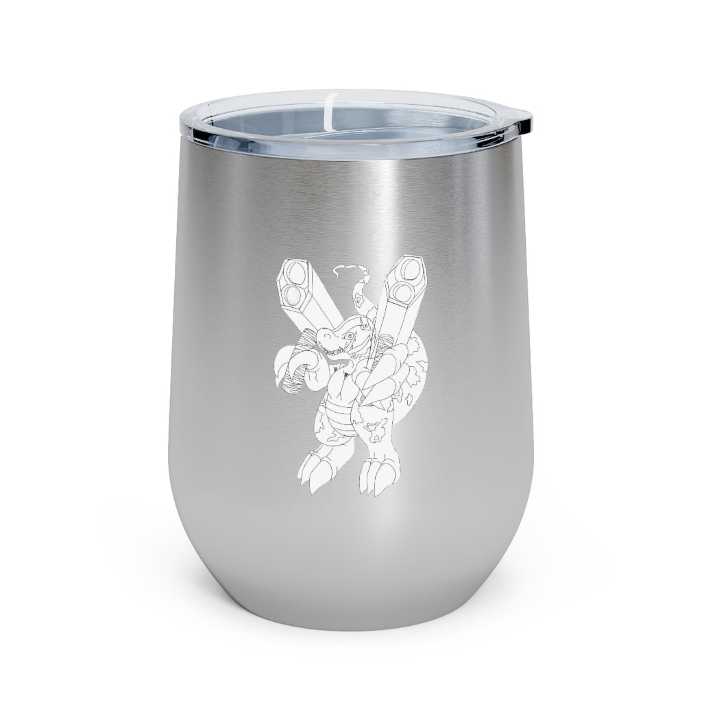 Rector 12oz Insulated Wine Tumbler in stainless steel with a clear lid, showcasing its sleek design and double-wall insulation.