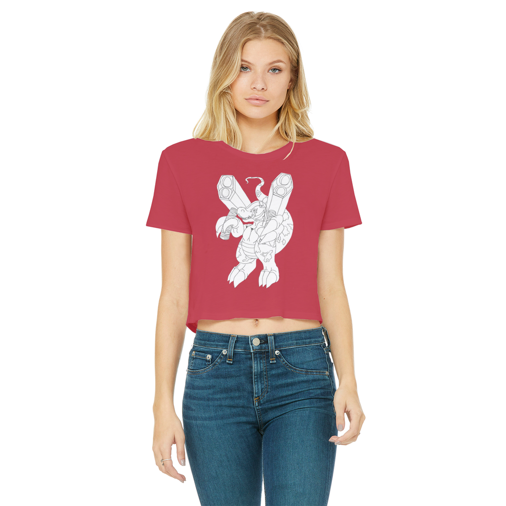 Classic Women's Cropped T-shirt in various colors with a round neck and short sleeves, showcasing a raw edge cut hem.