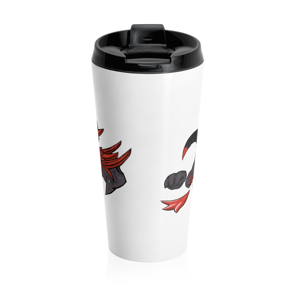 Red Black Dragon Gun Stainless Steel Travel Mug with a vibrant dragon design, perfect for coffee and tea lovers.