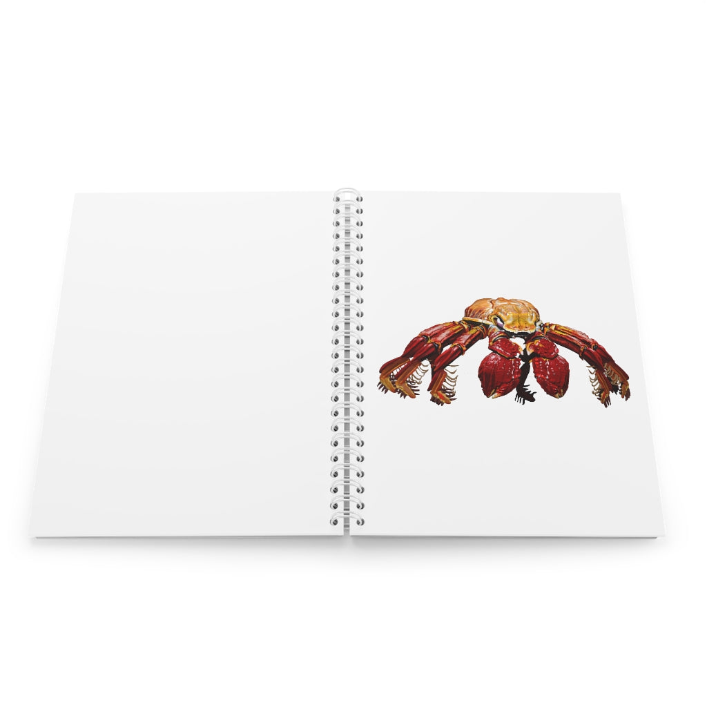 Red Crab Spiral Notebook with customizable covers and wide-ruled pages, featuring a semi-gloss laminated finish.