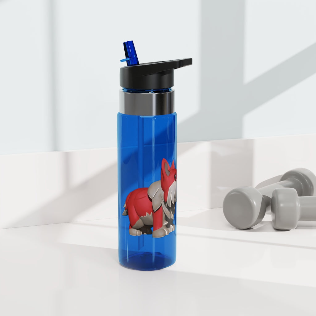 Red Dog Kensington Tritan™ Sport Bottle in vibrant colors with a carabiner hook, showcasing its durable design and spill-resistant lid.