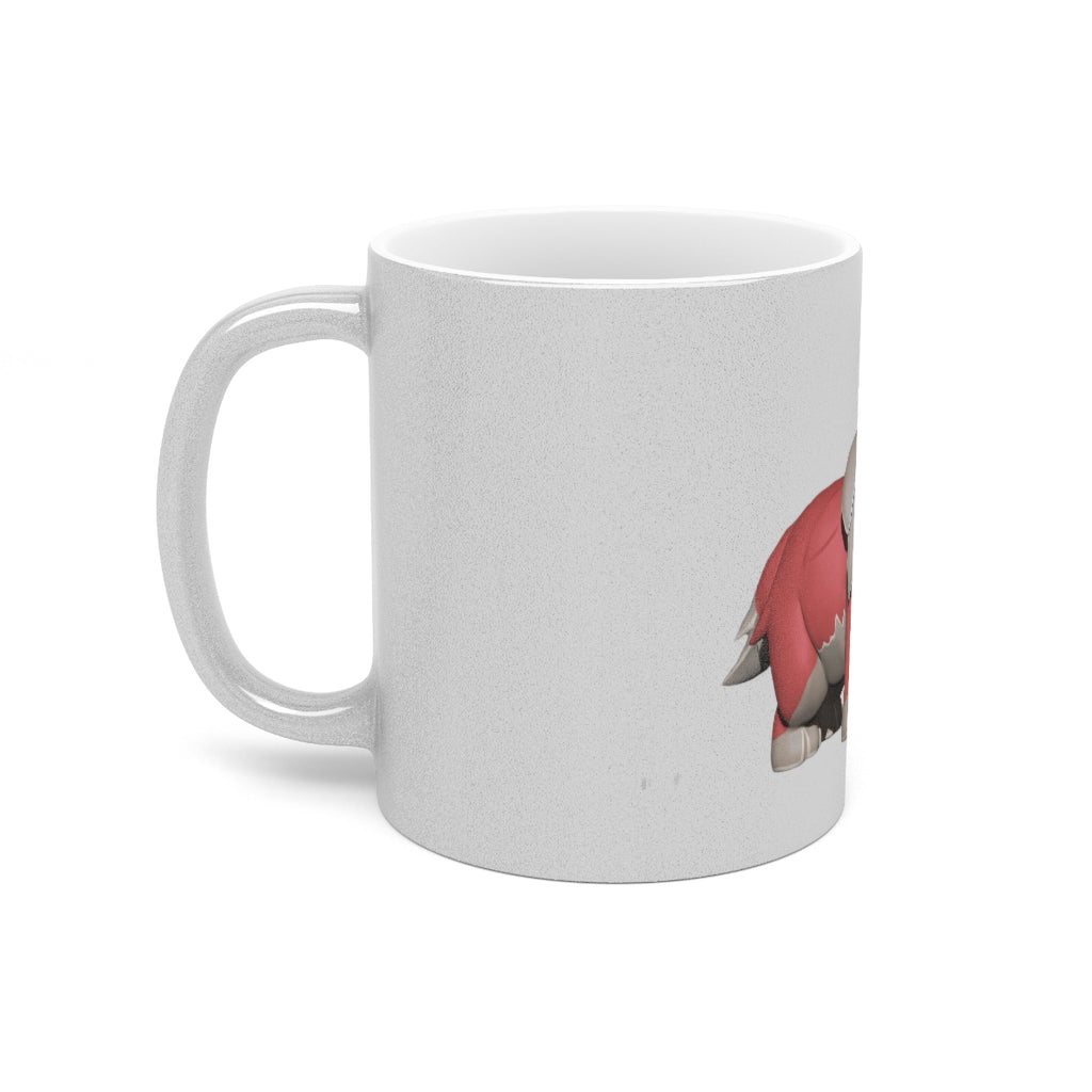 Red Dog Metallic Mug in Silver and Gold finishes, showcasing personalized designs and a comfortable C-handle.