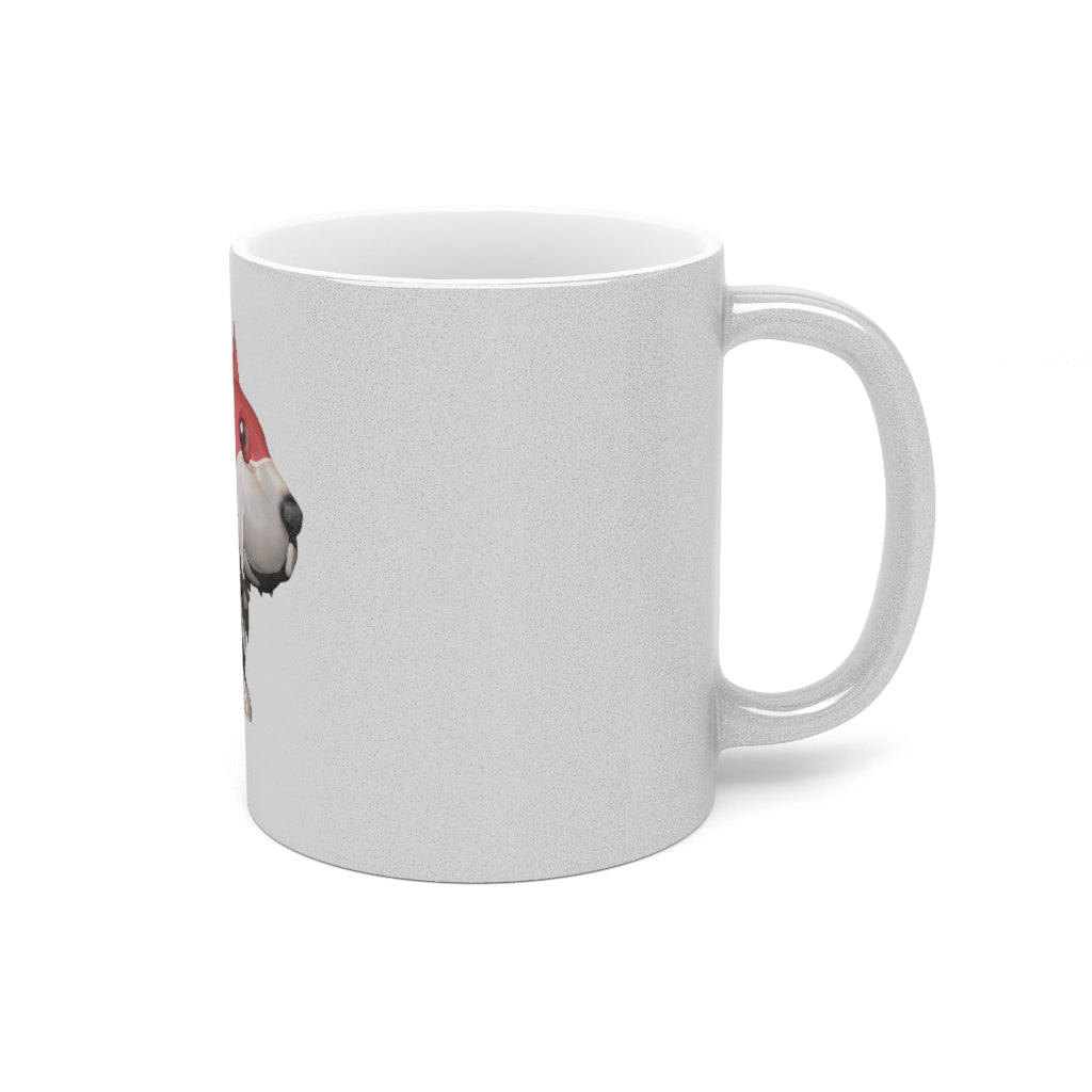 Red Dog Metallic Mug in Silver and Gold finishes, showcasing personalized designs and a comfortable C-handle.