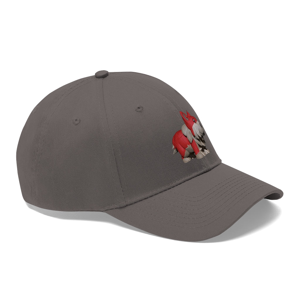 Red Dog Unisex Twill Hat in classic design, made from 100% cotton twill, featuring adjustable Velcro closure.