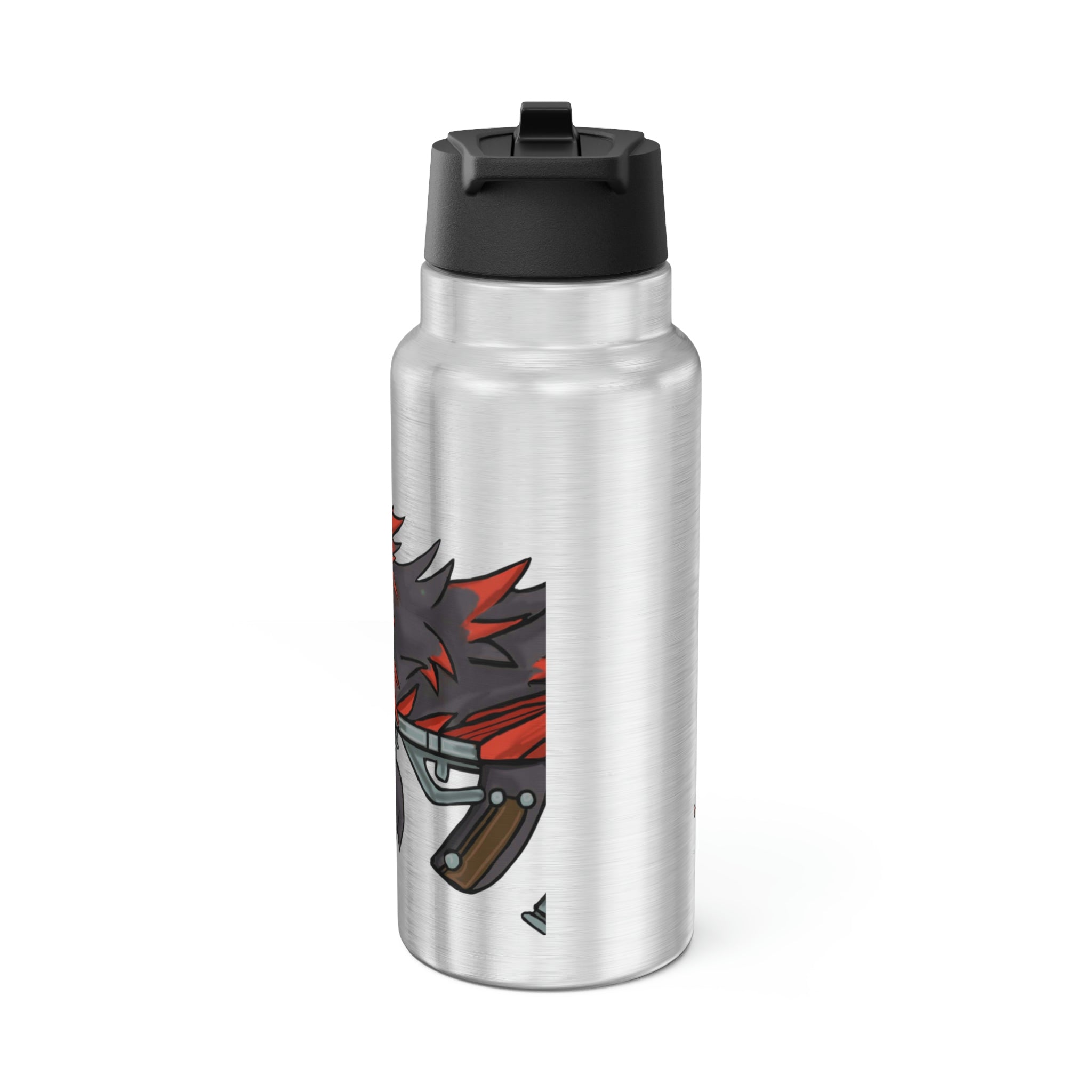 Red Dragon Weapon Gator Tumbler, 32oz, stainless steel with black cap and straw, customizable design.