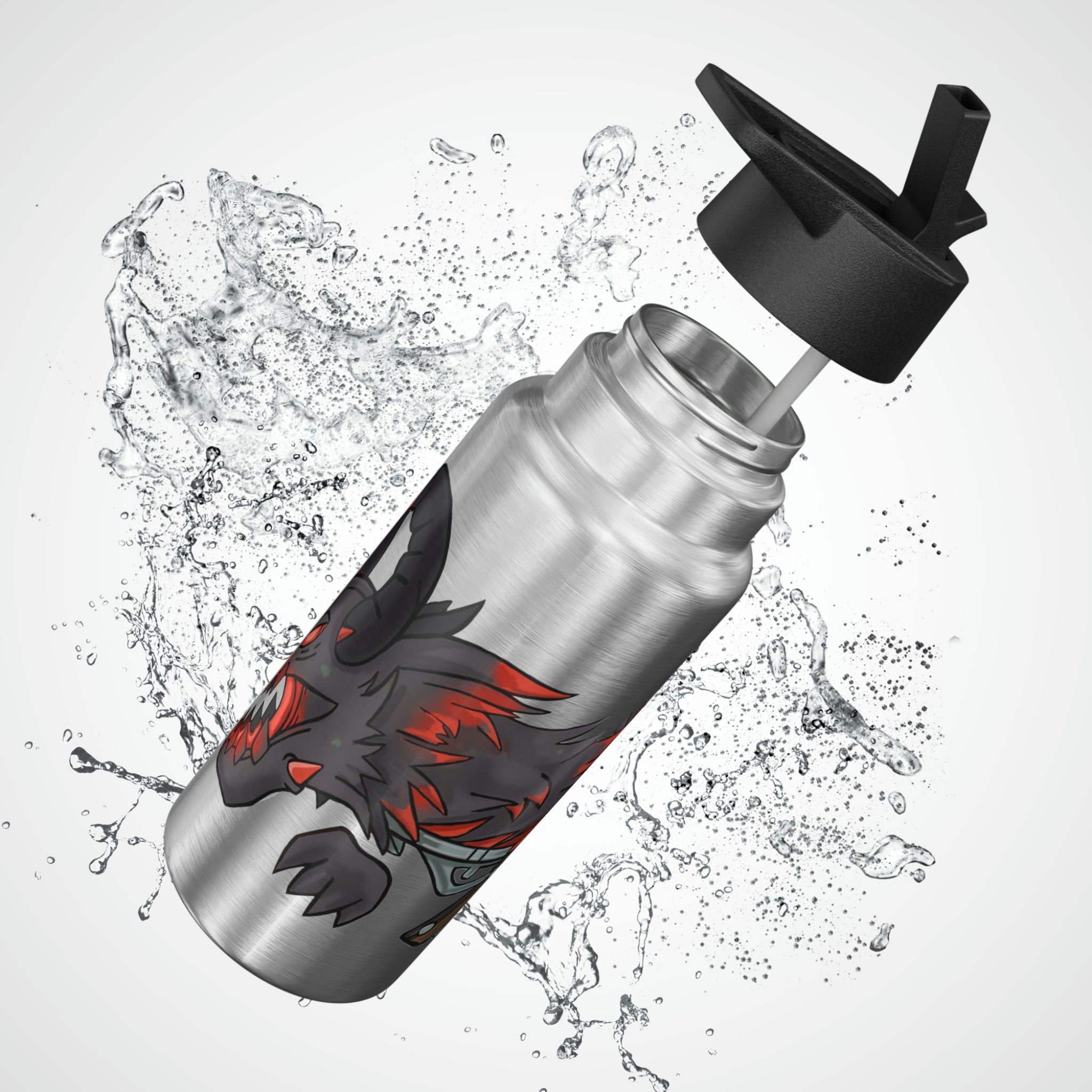 Red Dragon Weapon Gator Tumbler, 32oz, stainless steel with black cap and straw, customizable design.