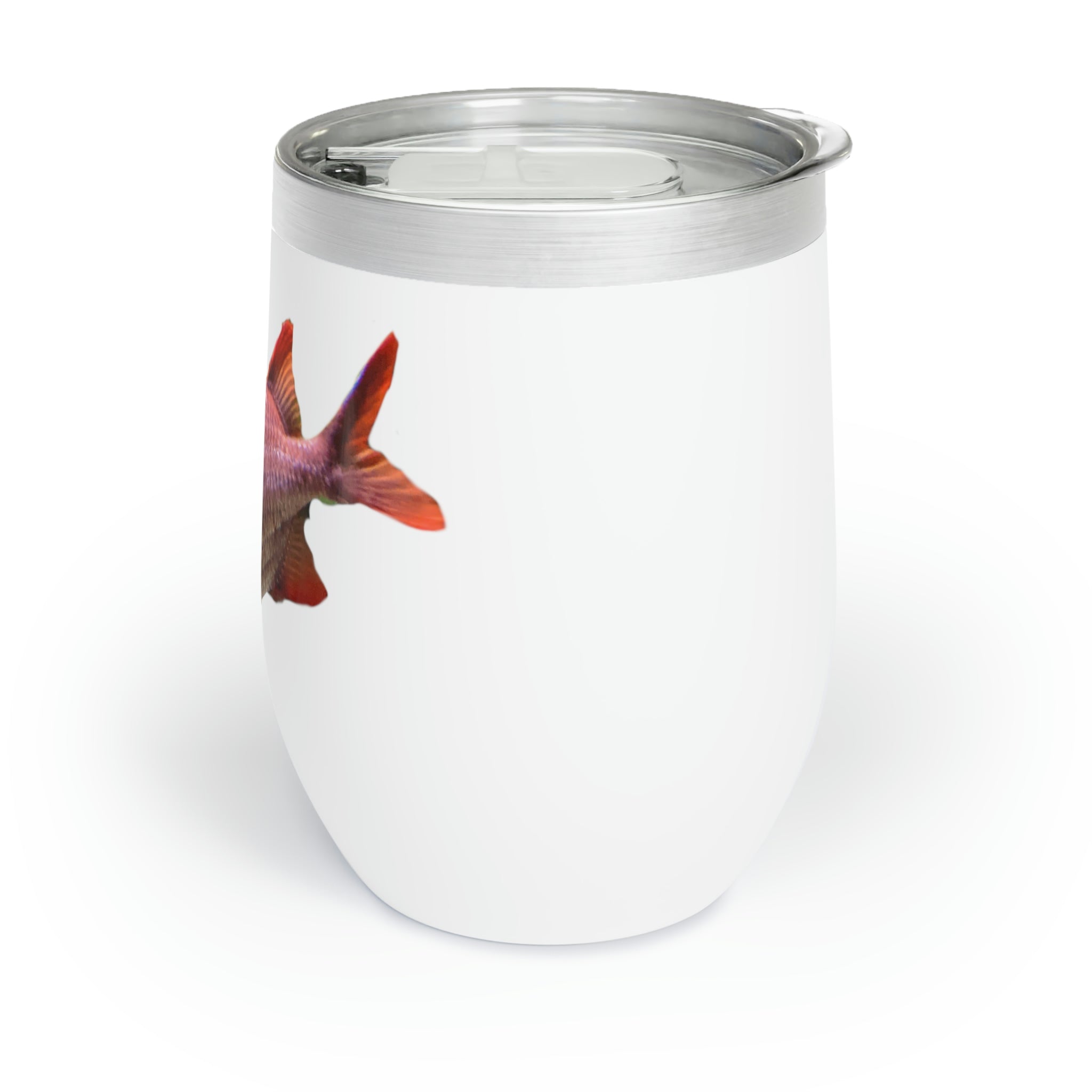 Red Fish Chill Wine Tumbler in stainless steel with double-insulated walls, perfect for keeping drinks hot or cold.
