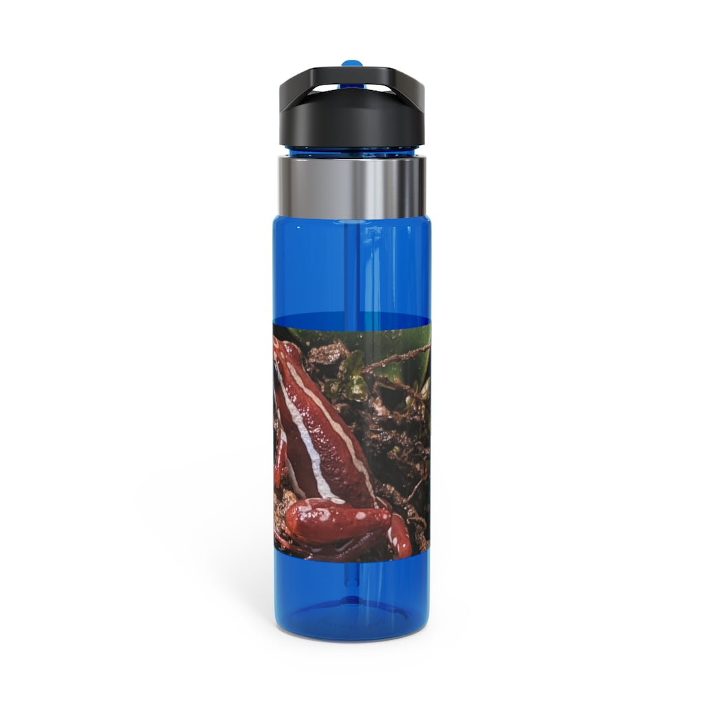 Red Frog Kensington Tritan™ Sport Bottle in vibrant color with a carabiner hook, showcasing its durable design and spill-resistant lid.