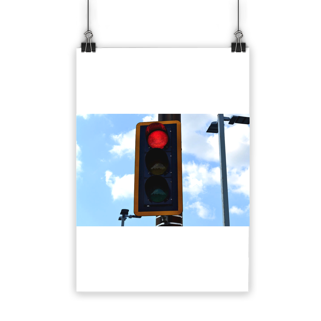 A vibrant Red Light Classic Poster showcasing bright colors and a semi-gloss finish, ideal for indoor and outdoor display.