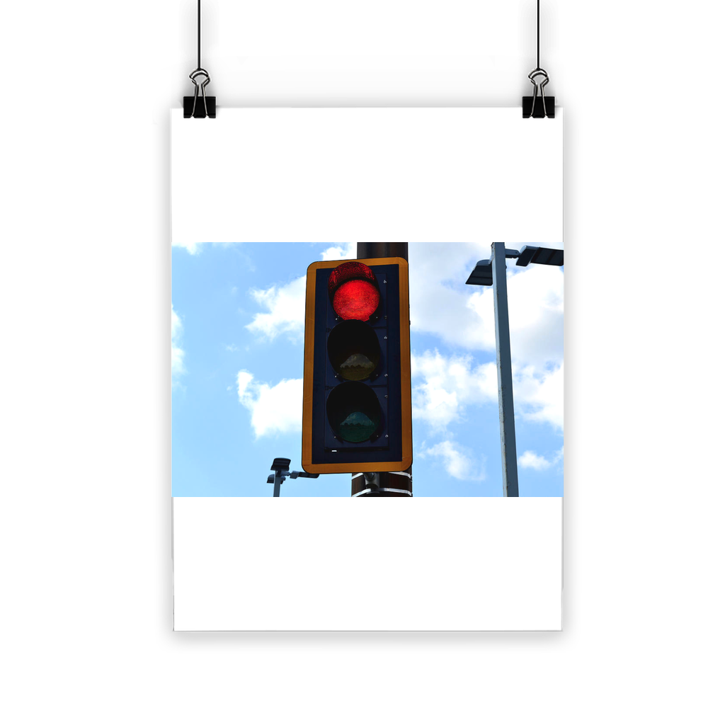 A vibrant Red Light Classic Poster showcasing bright colors and a semi-gloss finish, ideal for indoor and outdoor display.