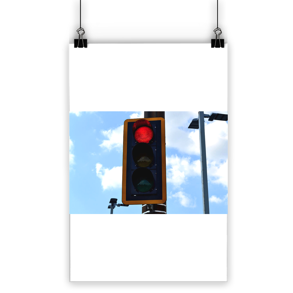 A vibrant Red Light Classic Poster showcasing bright colors and a semi-gloss finish, ideal for indoor and outdoor display.