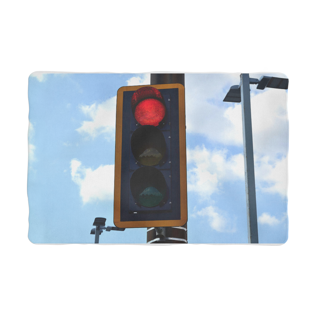 Red Light Sublimation Pet Blanket made of soft 100% polyester polar fleece, featuring a vibrant red design with a white back.