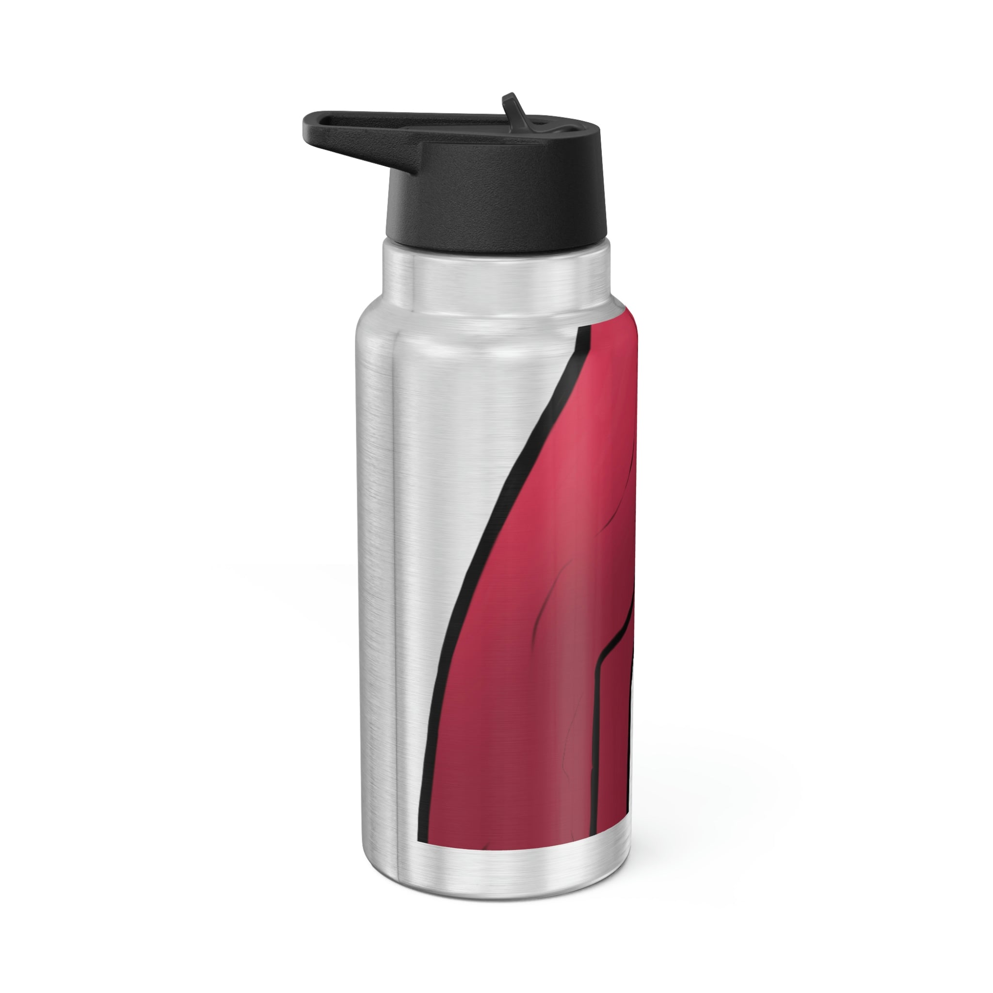 Red Rock Gator Tumbler in stainless steel with a black plastic straw, showcasing a customizable design.