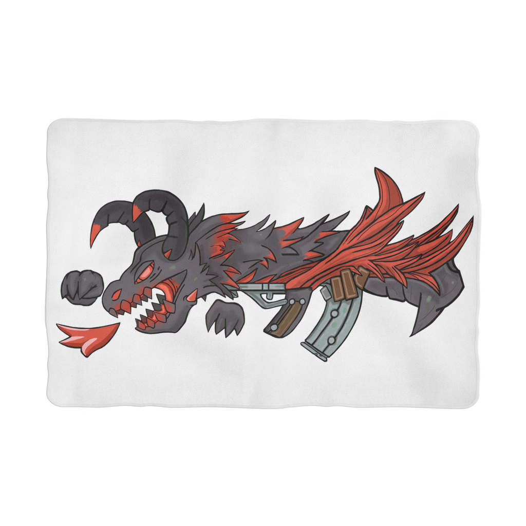 RedDragonGun Sublimation Pet Blanket made of soft 100% polyester polar fleece, featuring a white back and colorful printed design.