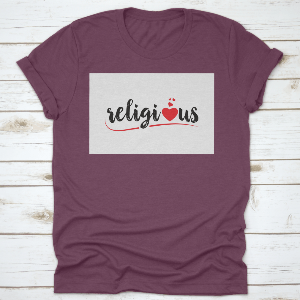 Inspirational Design T-Shirt featuring a red love heart, made from 100% cotton, showcasing a stylish and meaningful design.