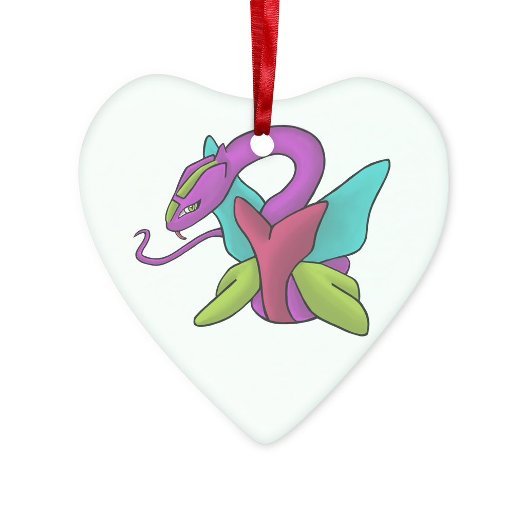 Rengitsu Glass Hanging Ornament in round and heart shapes, elegantly displayed with red ribbon and gold string.