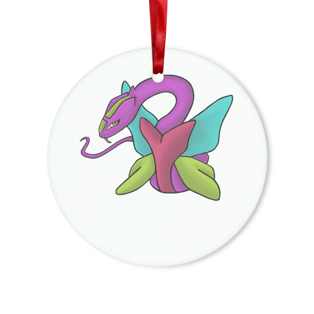 Rengitsu Glass Hanging Ornament in round and heart shapes, elegantly displayed with red ribbon and gold string.