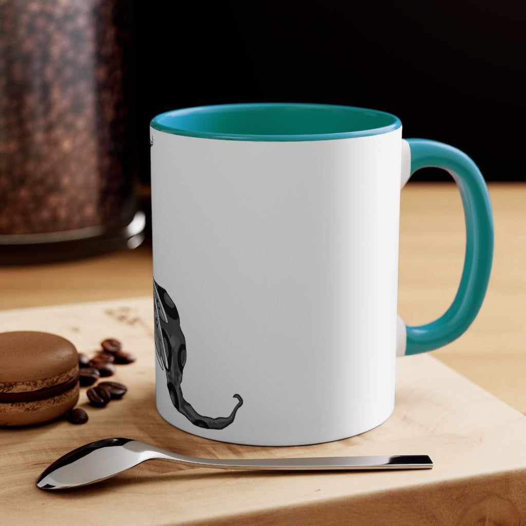 Rerann 11oz Accent Mug featuring a white ceramic body with a colored interior and handle, perfect for personalized designs.