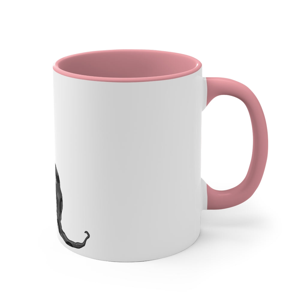 Rerann 11oz Accent Mug featuring a white ceramic body with a colored interior and handle, perfect for personalized designs.