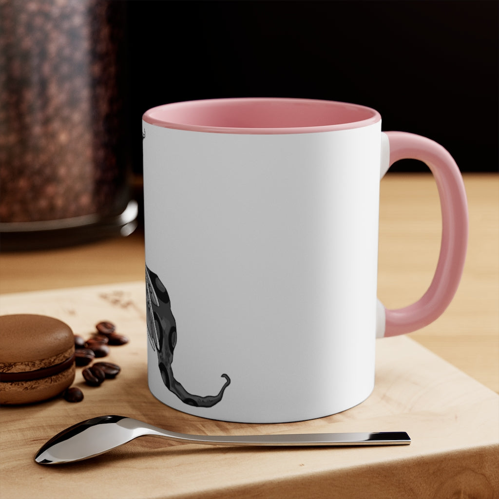 Rerann 11oz Accent Mug featuring a white ceramic body with a colored interior and handle, perfect for personalized designs.