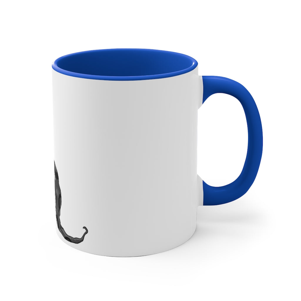 Rerann 11oz Accent Mug featuring a white ceramic body with a colored interior and handle, perfect for personalized designs.
