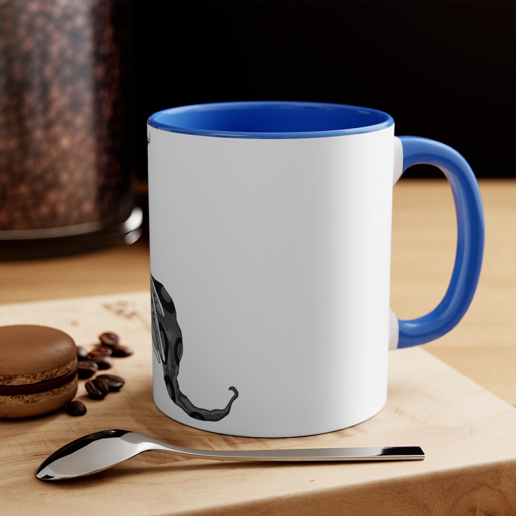 Rerann 11oz Accent Mug featuring a white ceramic body with a colored interior and handle, perfect for personalized designs.