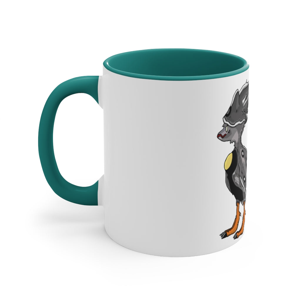 Rerann 11oz Accent Mug featuring a white ceramic body with a colored interior and handle, perfect for personalized designs.