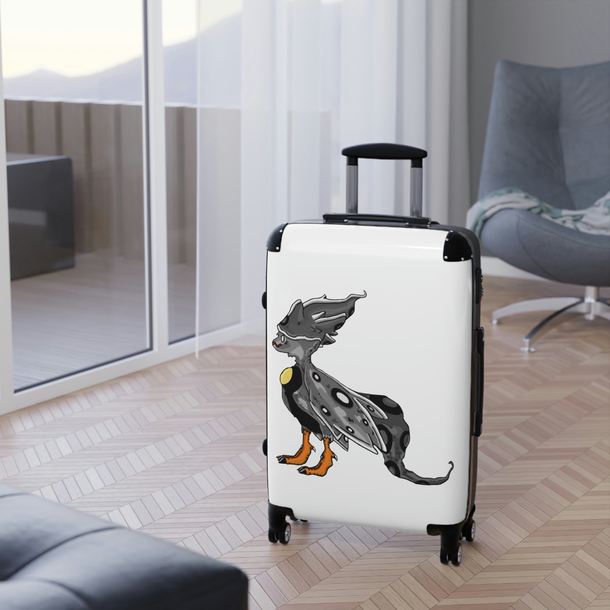 Rerann Cabin Suitcase featuring a personalized design, lightweight polycarbonate shell, and adjustable handle, ideal for stylish travel.