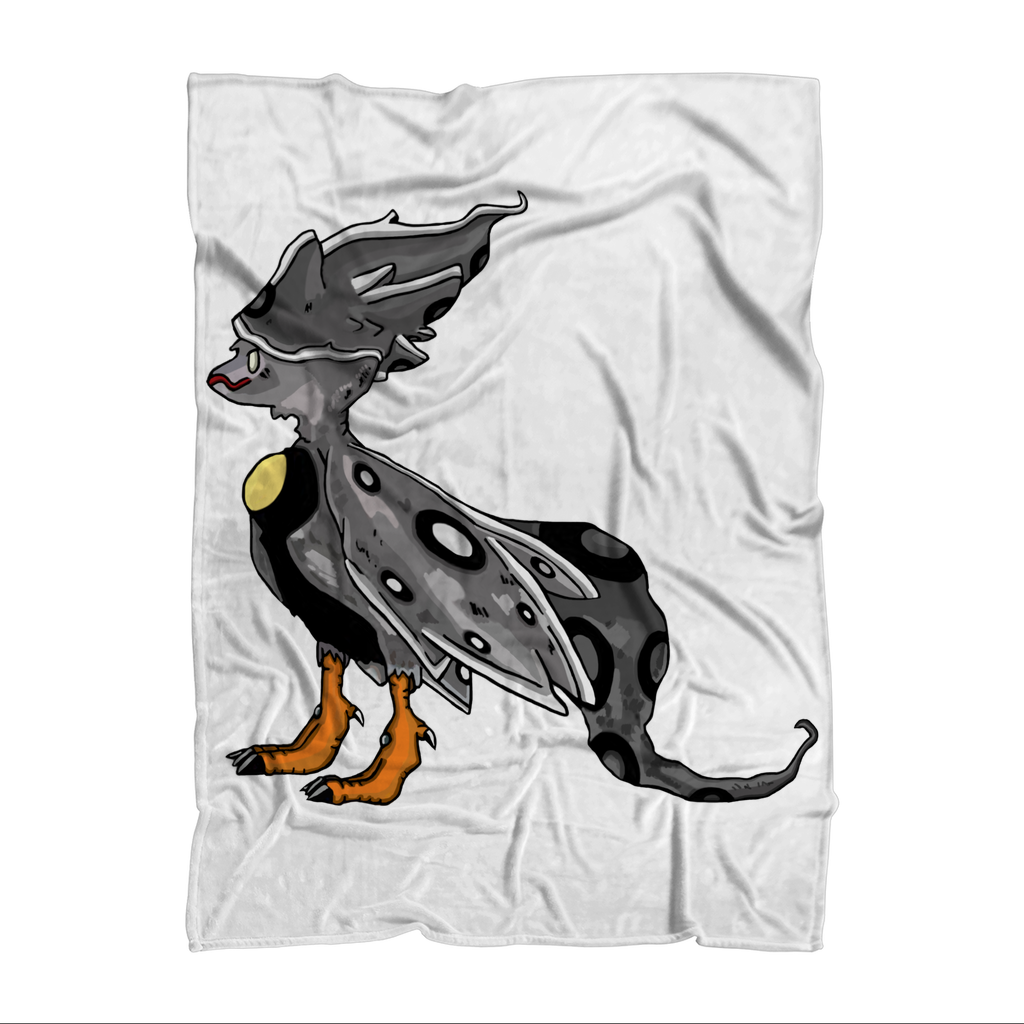 Rerann Sublimation Throw Blanket made of 100% polyester polar fleece, featuring a white back and vibrant sublimation print.