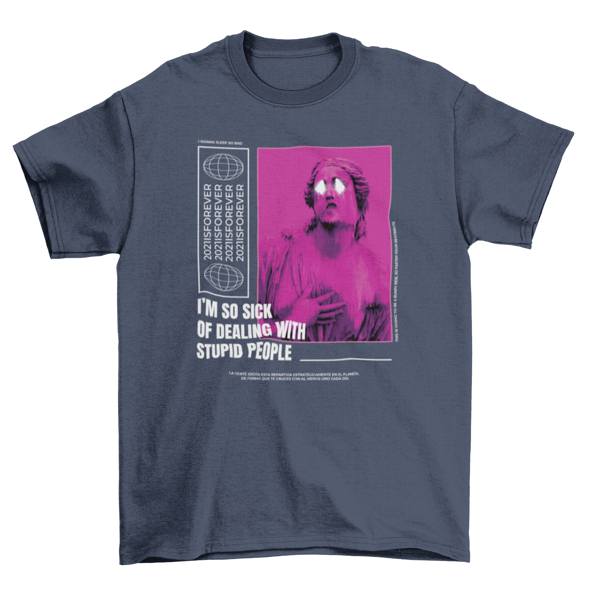 A retro artsy statue featuring a humorous quote about dealing with stupid people, showcasing a unique design.