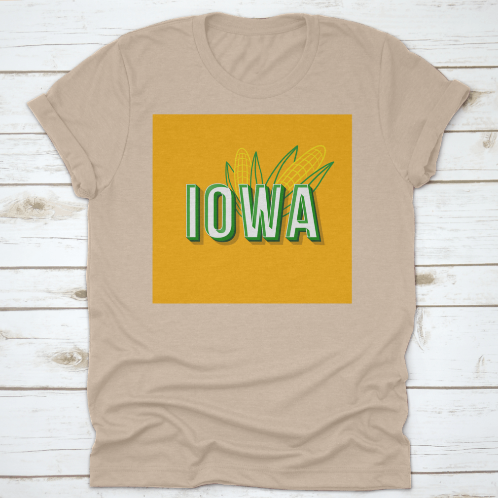 Retro Bold Font showcasing vintage 3D typeface inspired by Iowa's pop art style, displayed on a soft cotton fabric.