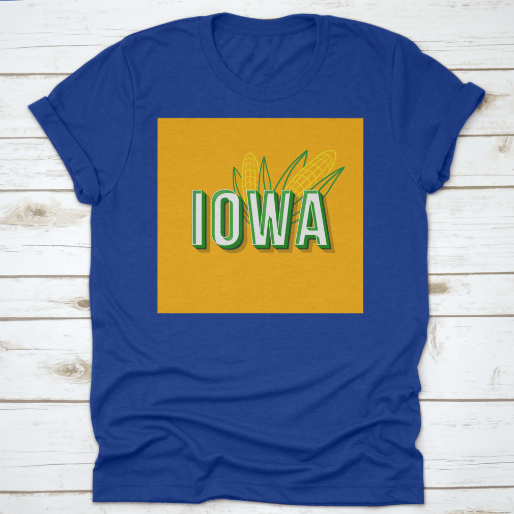 Retro Bold Font showcasing vintage 3D typeface inspired by Iowa's pop art style, displayed on a soft cotton fabric.