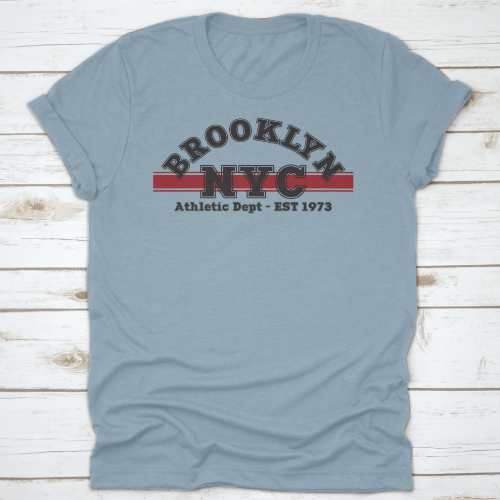 Retro College Style Brooklyn NYC Typography Slogan Print on a cotton fabric, showcasing vibrant lettering and a stylish design.