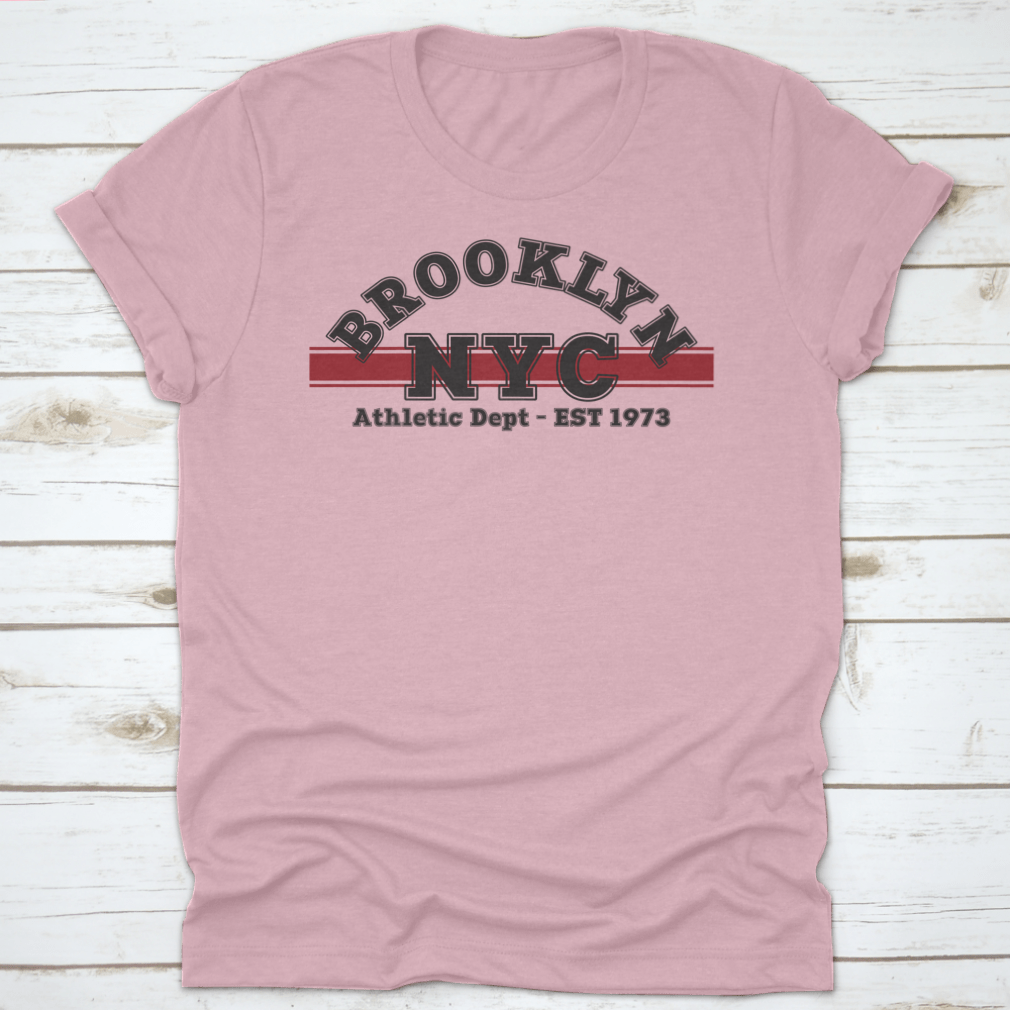 Retro College Style Brooklyn NYC Typography Slogan Print on a cotton fabric, showcasing vibrant lettering and a stylish design.