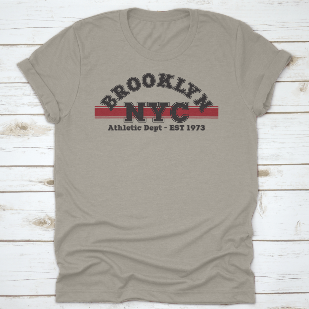 Retro College Style Brooklyn NYC Typography Slogan Print on a cotton fabric, showcasing vibrant lettering and a stylish design.
