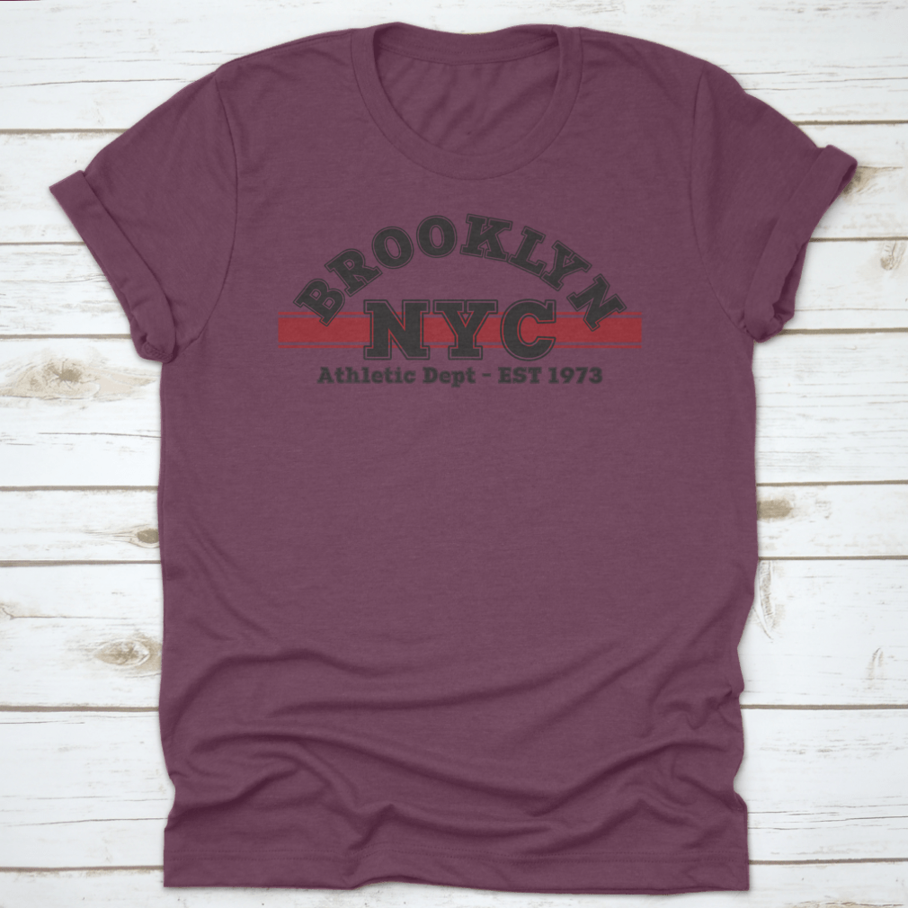 Retro College Style Brooklyn NYC Typography Slogan Print on a cotton fabric, showcasing vibrant lettering and a stylish design.