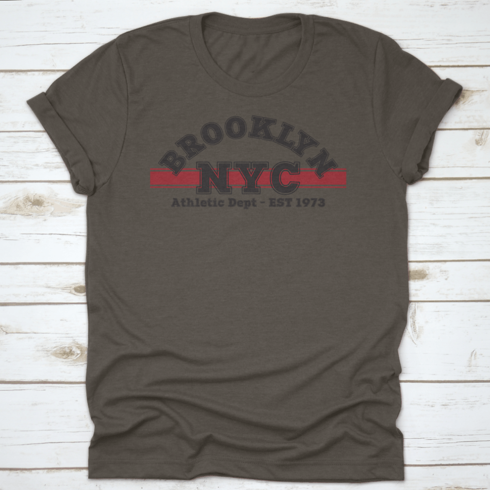Retro College Style Brooklyn NYC Typography Slogan Print on a cotton fabric, showcasing vibrant lettering and a stylish design.