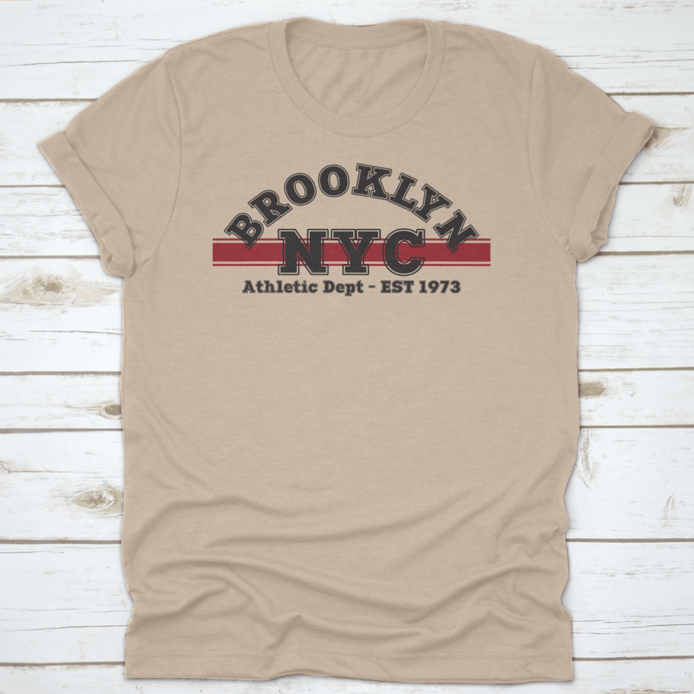 Retro College Style Brooklyn NYC Typography Slogan Print on a cotton fabric, showcasing vibrant lettering and a stylish design.